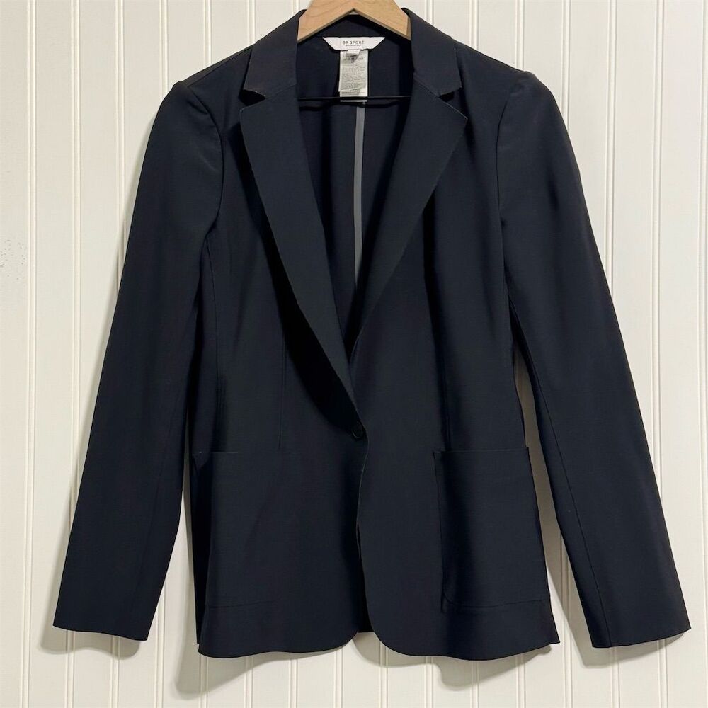 BR Sport Banana Republic LUXE SCULPT Blazer 8 Black Stretch Travel Wrinkle Free
